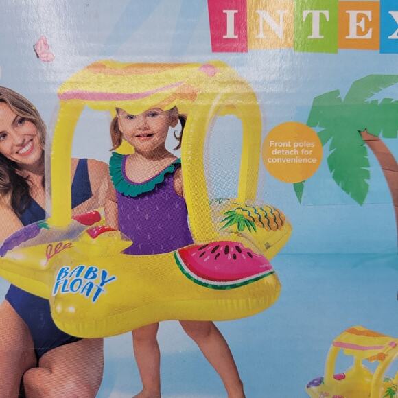 Intex Tropical Star Baby Kiddie Float with Removable Inflatable Shade ages 1-2 - Picture 2 of 8